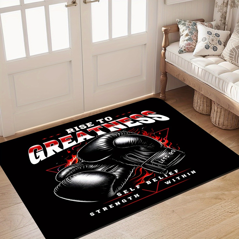 Home Gym In Garage - سجادة باب ملهمة بتصميم الملاكمة، مضادة