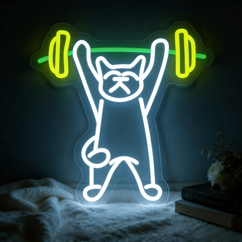 لافتة نيون LED على شكل قطة ترف - مراجعة Home Gym Neon Sign وسعره
