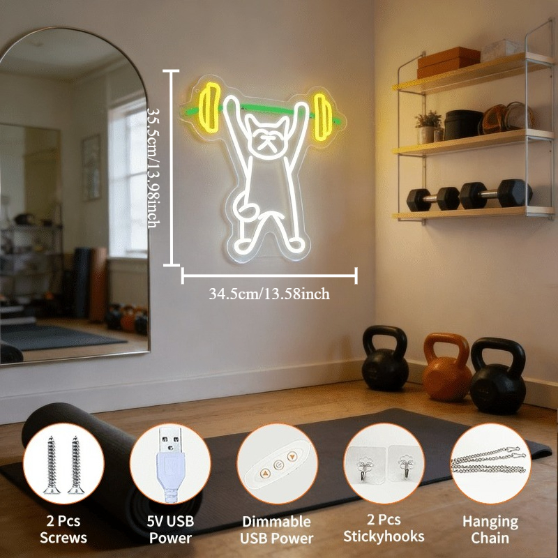 لافتة نيون LED على شكل قطة ترف - مراجعة Home Gym Neon Sign وسعره