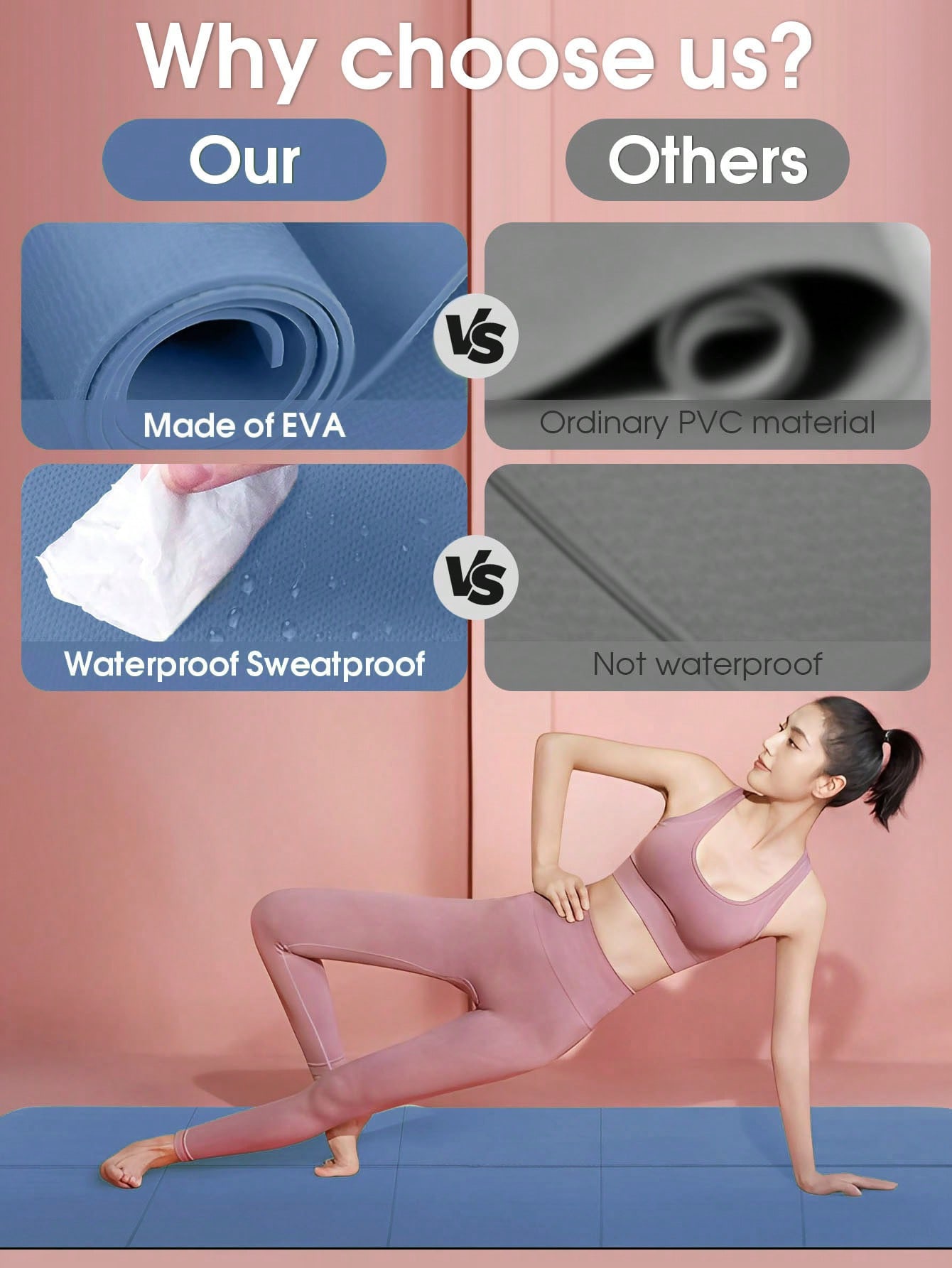 طوي اليوغا حصيرة الأزرق الداكن - مراجعة Home Gym Yoga Mat وسعره