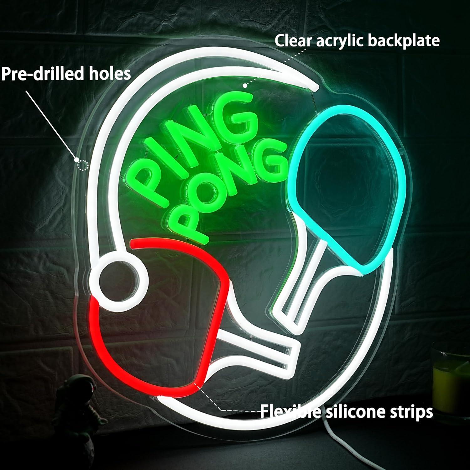 لافتة نيون بتصميم كرة الطاولة، - مراجعة Home Gym Neon Sign وسعره