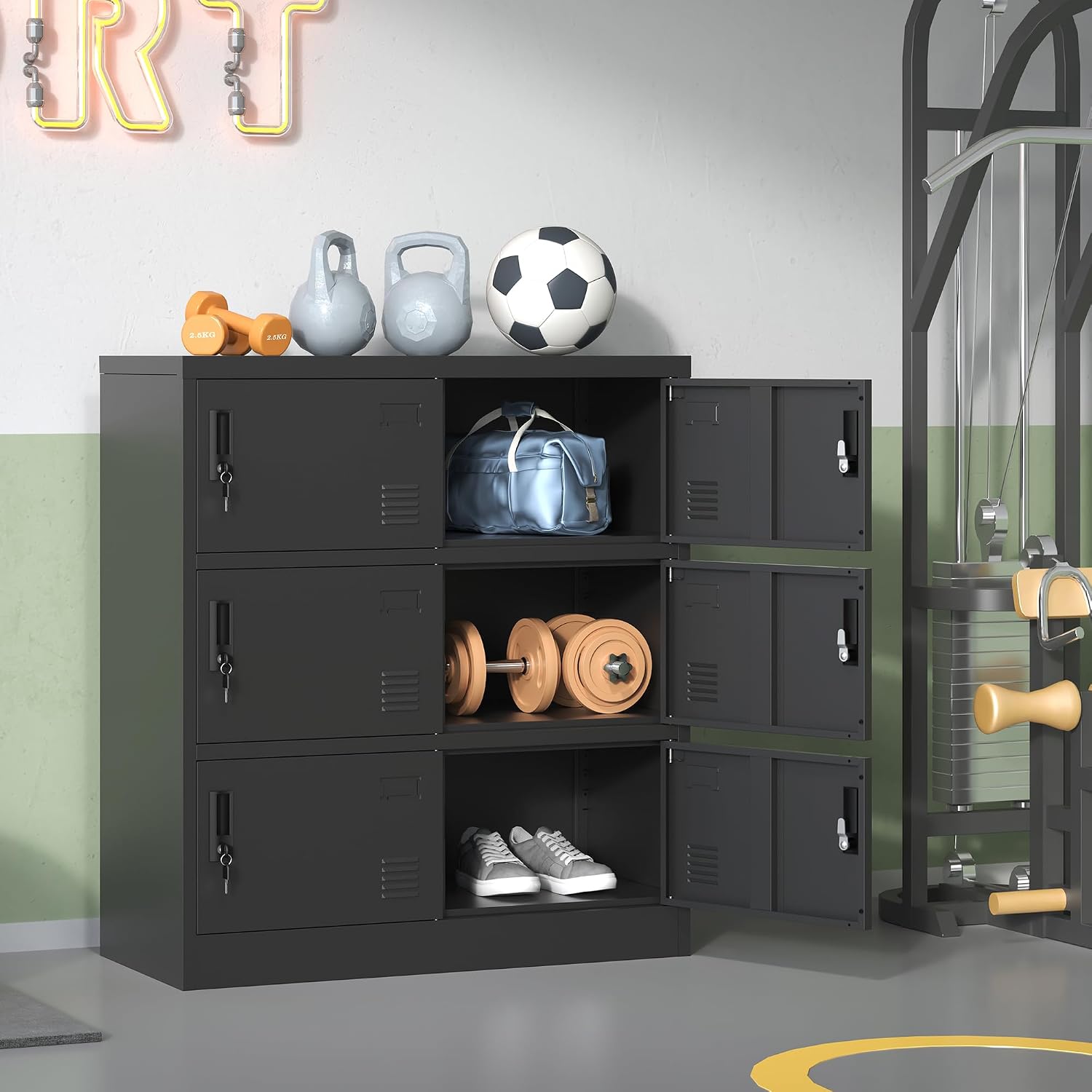 خزائن معدنية للموظفين، خزانة ت - مراجعة Home Gym In Garage وسعره